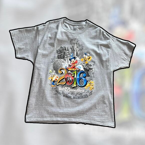 VTG 2016 Disney Parks TEE SHIRT XLG Gray Hanes 100% Cotton T-Shirt Short Sleeve - Picture 5 of 5